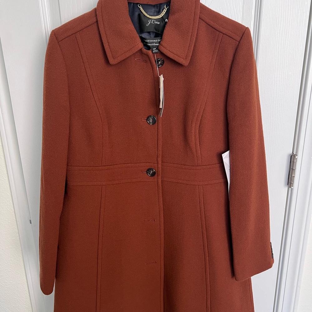J crew rust reddish brown lady day coat size 12p